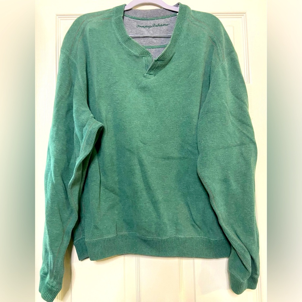 Tommy Bahama Flip Coast Green Reversible Pullover Sweatshirt Size XL
